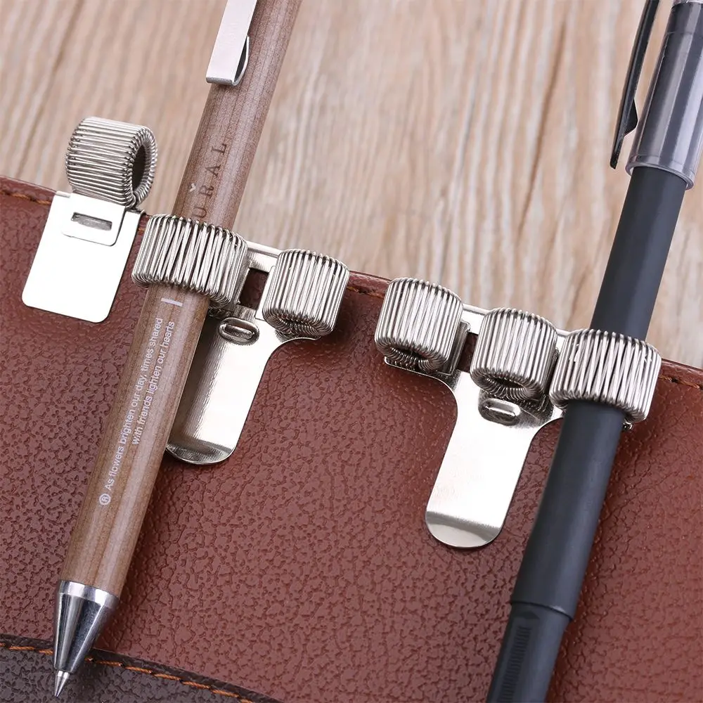 Pen Holder Pen And Brush Holder Pen Loop Pen Clip Single/Double/Triple Hole Metal Spring Pen Holder Pocket Clip Portable Doctors Nurse Uniform Office Supplies 1PC