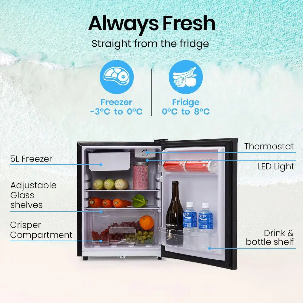 Portable GECKO 70L 12V/24V/240V Camping Fridge Freezer fridgeforwards black