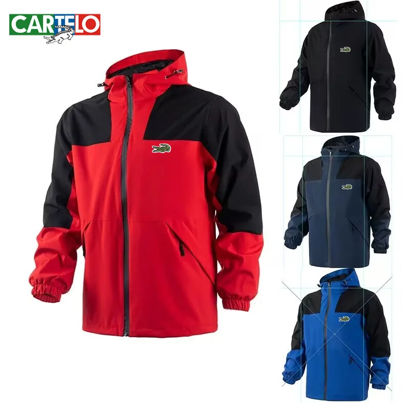 embroidery cartelo winter new high quality plush zip stand collar casua jacket men baseball jacket men hot fashion casual outer CARTELO Spring and Autumn New Embroidery Men's Fashion Jacket Casual Mock Neck Zipper Windproof Rainproof Baseball Jacket Jacket