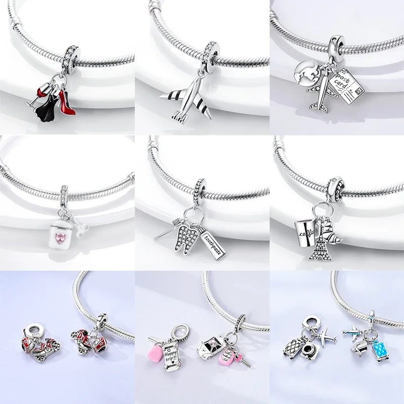 2026  참 브레이슬릿 향수병 카메라 트럭 비즈 오리지널 브레이슬릿 DIY 쥬얼리 여성 선물 생일