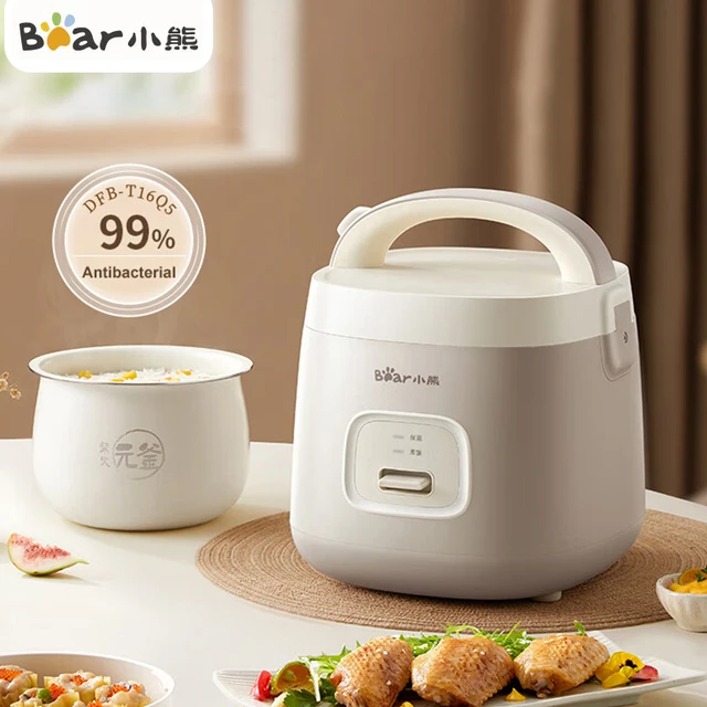 Ours cuiseur à riz capacité 1,6 l Mini cuiseur électrique Portable 220V appareils de cuisine ménagers doublure antiadhésive pour 1-3 personnes 1