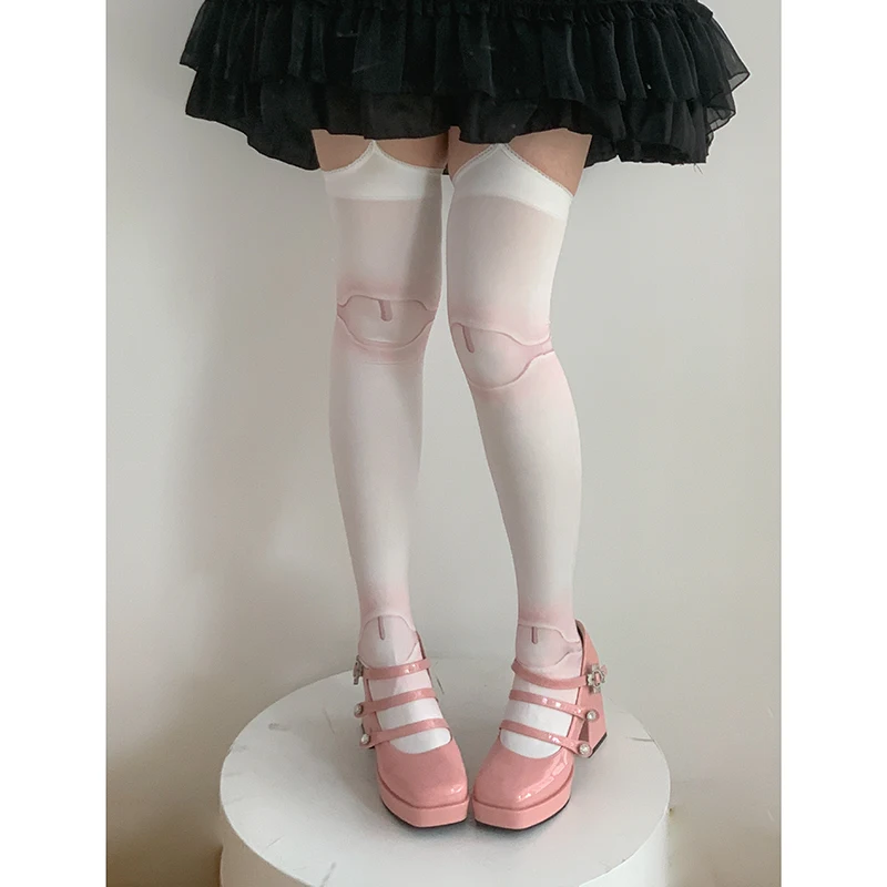 Lolita Socks Fashion Women's Summer and Autumn Velvet Printed Knee Socks Rojita Japanese Style Sweet Long Socks for Lady