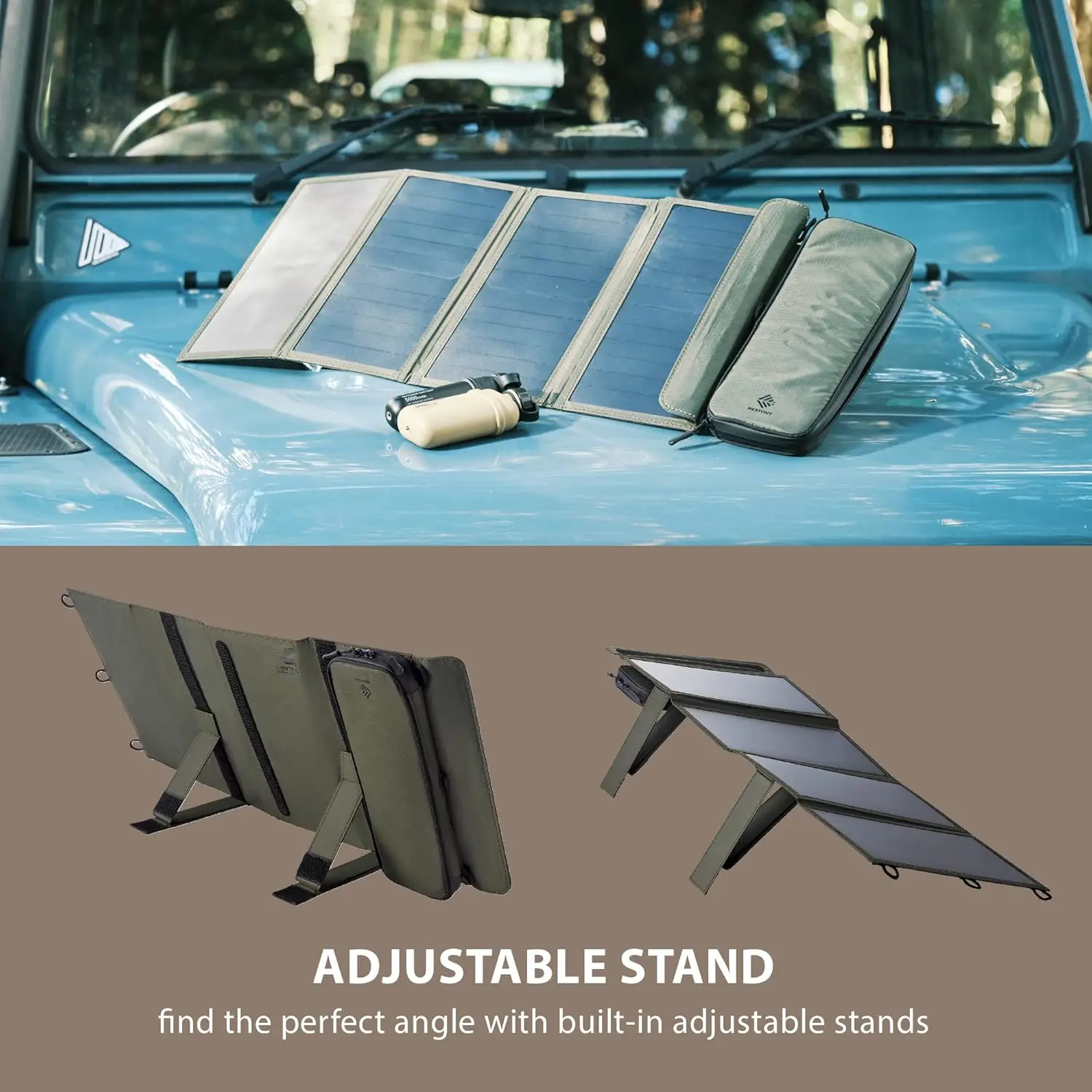 Portable Solar Panel Dual USB-A Ports 28W Power Generation Charger for Phone Camping Durable Water-Resistant Ripstop Nylon 6