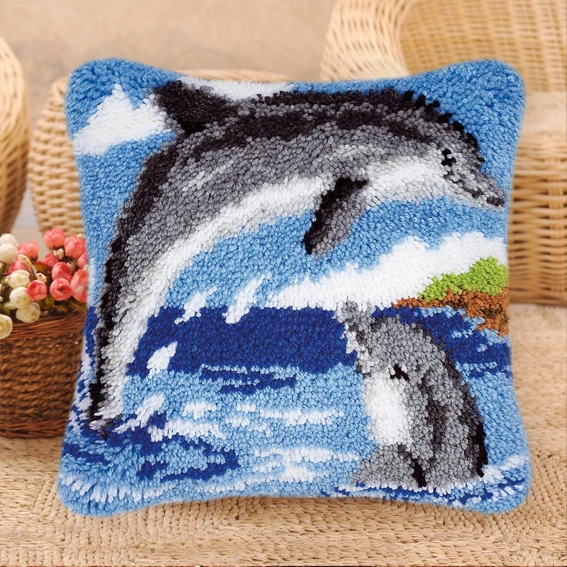 Latch Hook Kit Knot Pillow Package Set For Needlework Dolphin Animals Owl  Pattern Latch Hook Kit Cushion Pillowcase Knooppakket