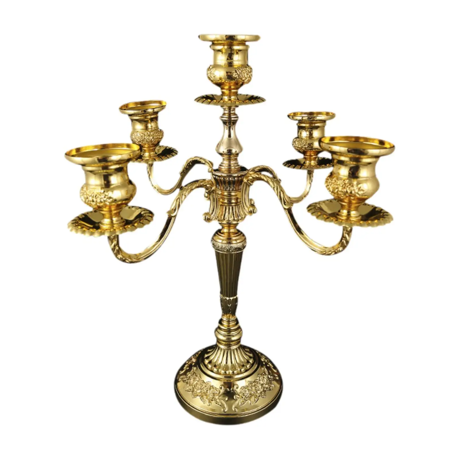 Candle Holder 5 Arms Elegant Metal Candelabra for Dinner Fireplace Holiday