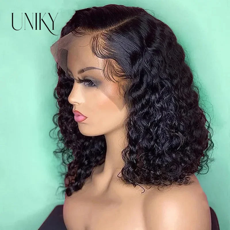 Deep Wave Frontal Wig Short Wigs Human Hair Curly Human Hair Wig On Sale Jerry Curl Bob Wig PrePlucked Hairline Wigs For Women