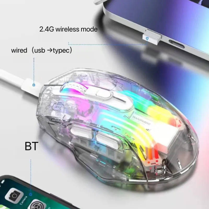 ITLY W01 Wireless Gaming Mouse Bluetooth Wireless Mouse Rechargeable Computer Mouse Gamer Ergonomic Mause Silent USB RGB Mice