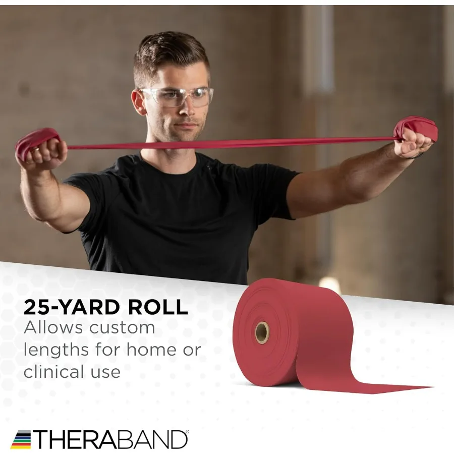 Resistance Band 25 Yard Roll, Non-Latex Professional Elastic Stretch Bands for Upper & Lower Body Exercise Workouts, Physical Th