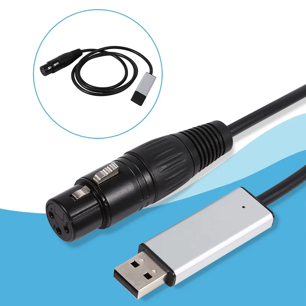 내구성이 뛰어난 미니 USB-DMX 인터페이스 블랙 1m / 39.37인치 DMX512 컨트롤러 USB-DMX 어댑터 컴퓨터 제어