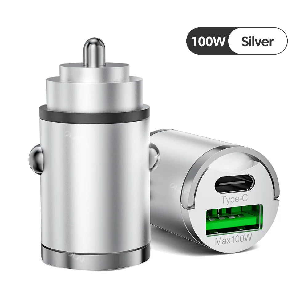 High-Speed 100W Dual USB Type C Car Charger with QC3.0 and PD Technology