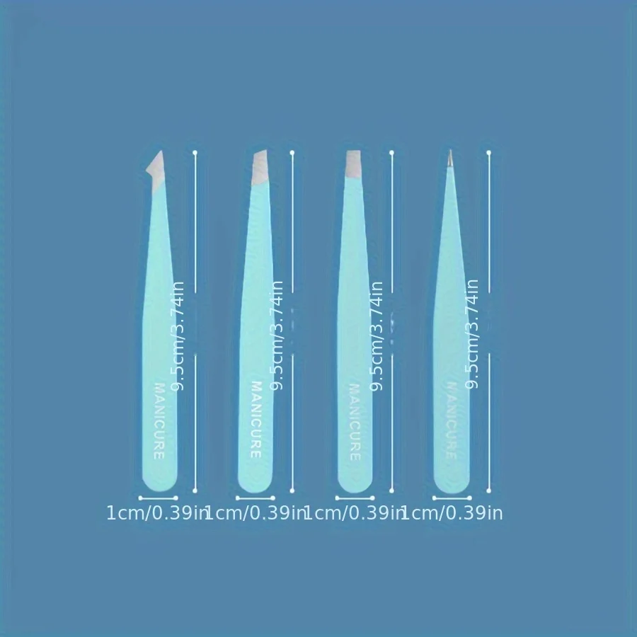 4-Piece Precision Stainless Steel Tweezers for Precise Eyebrow and Facial Hair Shaping - Facial Tweezers Set with Storage Bag 3