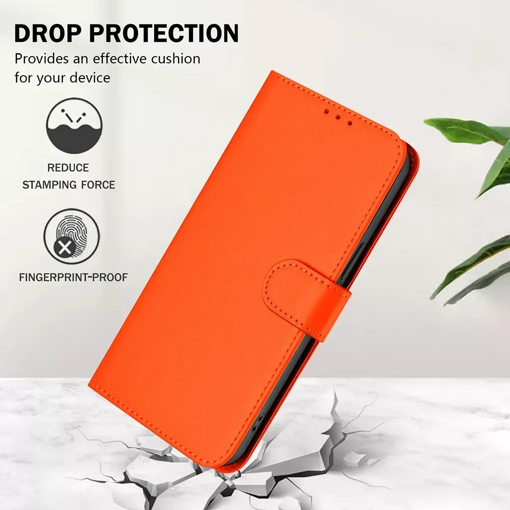 Classic Solid Color Leather Flip Wallet Phone Case