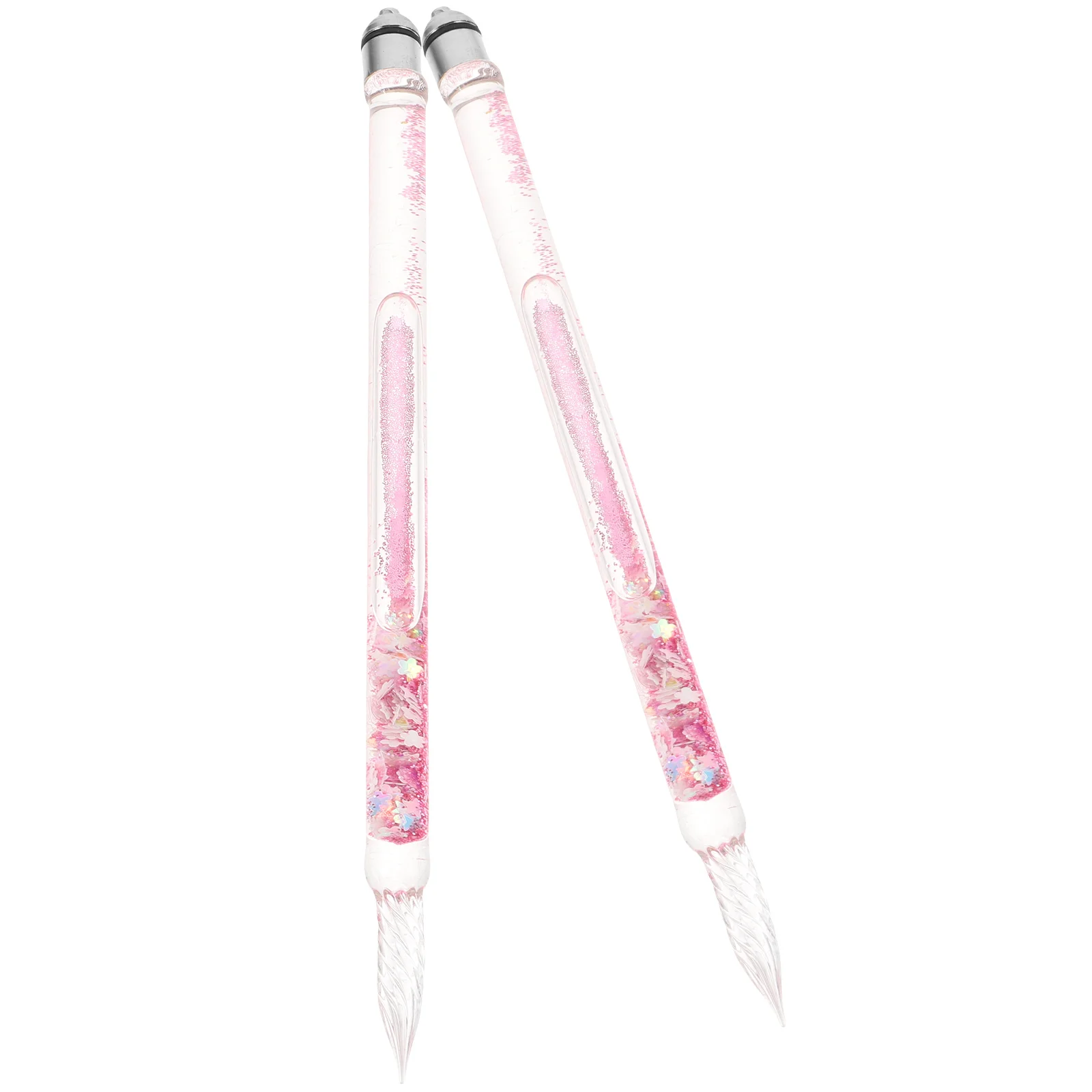 2 Pcs Glass Pen Dipped in Water Decor Convenient Vintage Practical Clear Portable