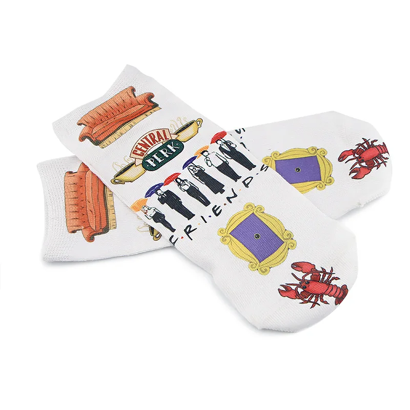 Women socks Anime socks Friends Tv Show Socks Cosplay cartoon unisex Casual Non Slip Breathable Comfortable Short Tube Couple Happy Socks Cosplay Hallow