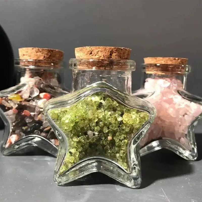2pcs Star Shaped Glass Jars Craft Wishing Bottles Tiny Corked Glass Bottles Small Storage Jars For Various Items Glass Favor 3