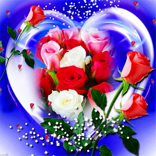 5D Glowing Flower Diamond Painting Lovely Rose Design Embroidery