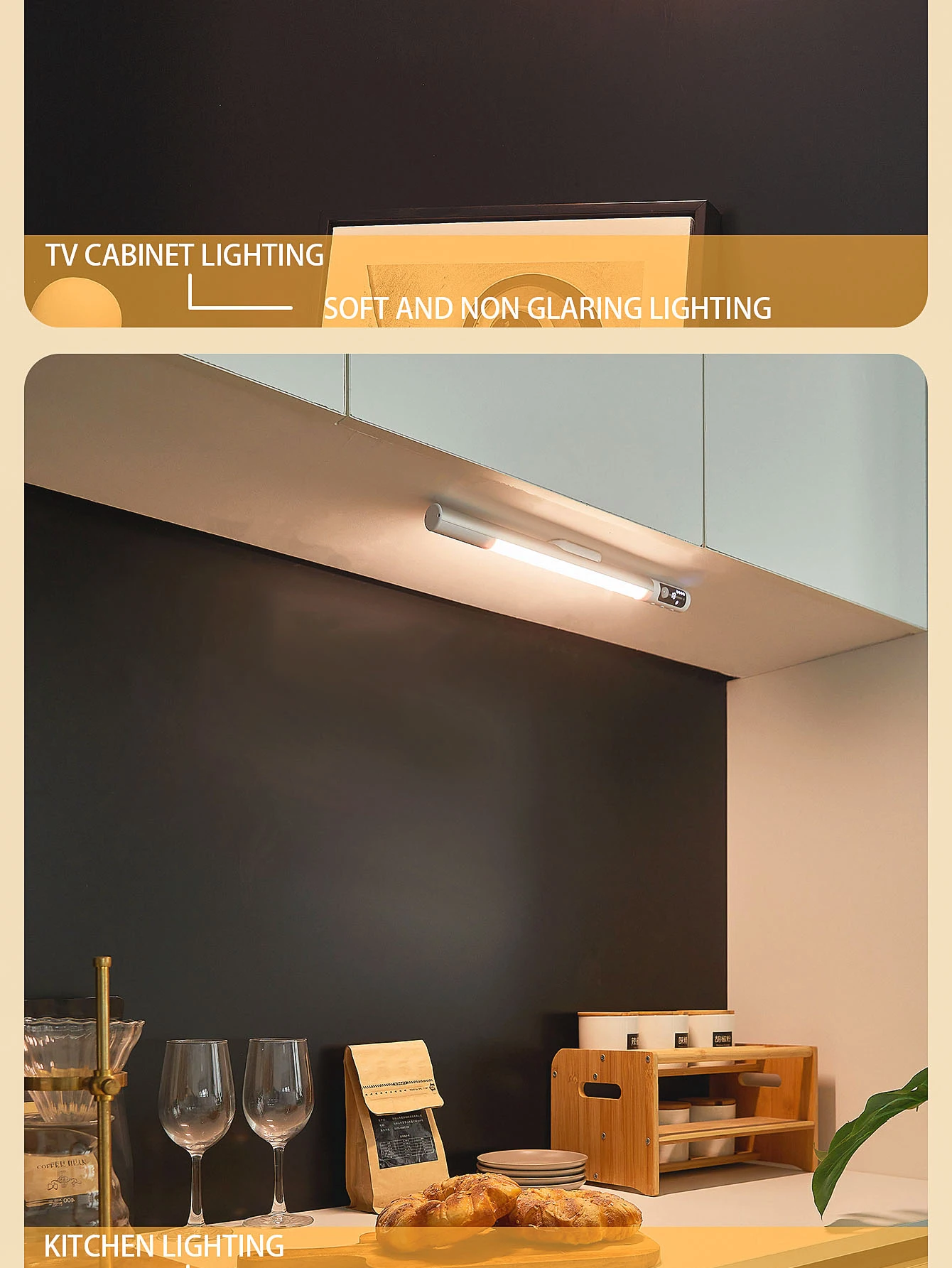 Motion Sensor Light Night Light Desk Lamp Type C Rechargeable Lights Cabinet Lights For Kitchen LED Digital Display Night Lights