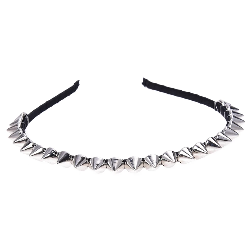 

4X Silver Metal Stud Rivet Spike Headband Hair Head Band Aliceband Punk Girl