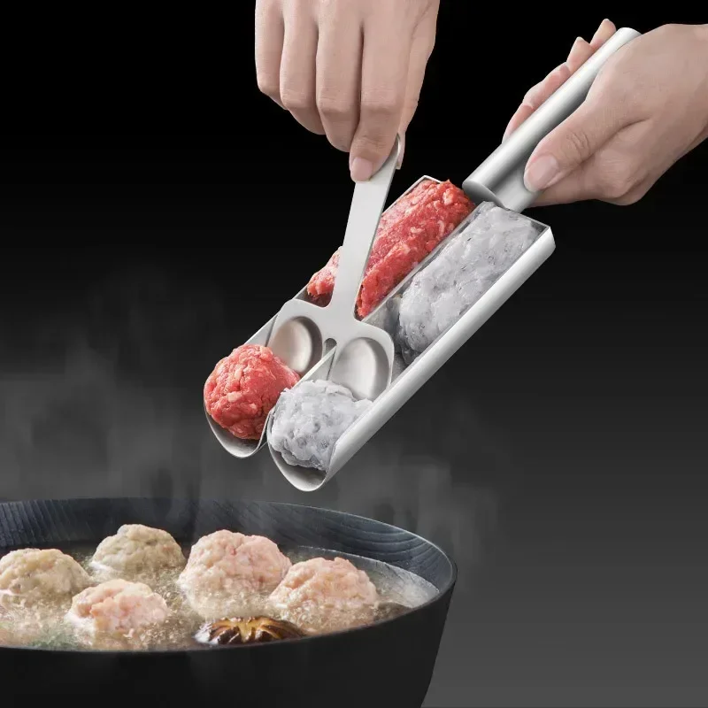 Meatball Maker 1PC 1/2/3/4Slot 304 Stainless Steel Home To Do Fish Ball Shrimp Sliding Mold Rice Ball Meat Dish Scoop kitchen utensils meatball maker