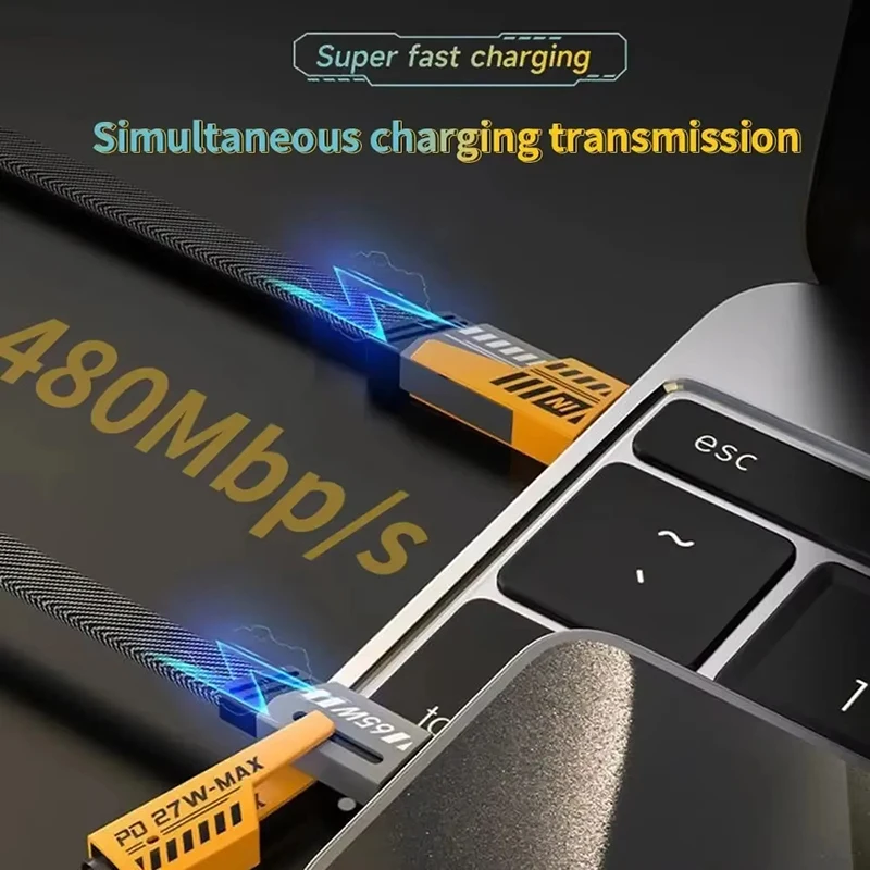 4 in 1 PD 65W 멀티 USB 데이터 케이블 키체인 USB C PD 고속 충전 케이블 아이폰 15 14 맥북 삼성 타입 C 기기용 신제품