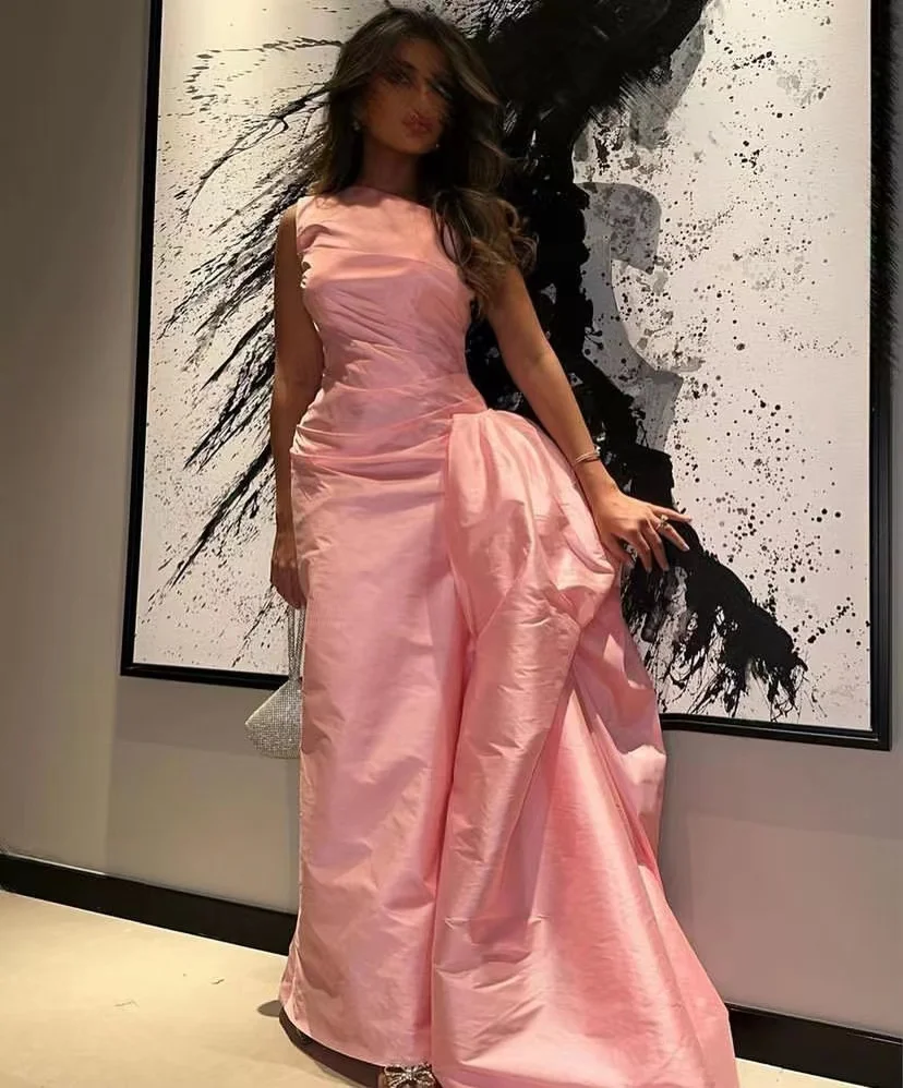 

Saudi Arabia Formal Occasion Sheath Dresses Prom One Shoulder Ruched Evening Party Gown with Long Flutters Robe De Soiree