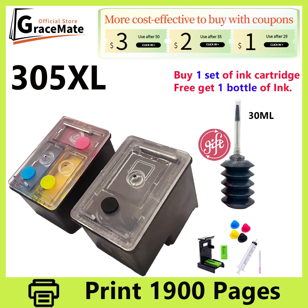 305XL Replacement for HP 305 Cartridge for hp305 for HP DeskJet 2710 2720  2732 4120 4140 4130 Envy 6010 6052 6075 6422 6466