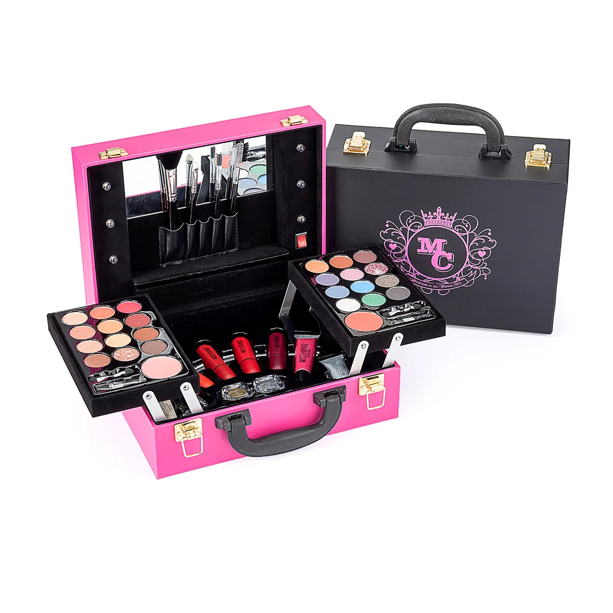 

New portable gift box cosmetics set combination high-end mysterious gift box eye shadow lipstick nail enhancement light box