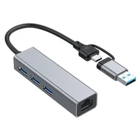 USB C Ethernet Adapter, 3 Port USB 3.0 Type C Hub with RJ45 1000Mbps Ethernet Converter for PC, Laptop with Windows Mac OS 2