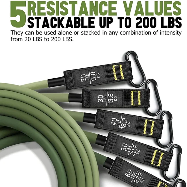 11 Piece Elastic 200LBS Resistance Bands Set Tension Pull Rope Workout Exercise For Fitness Home Gym Strength Training Equipment 2