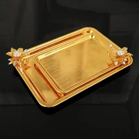 PEANDIM Creative Gold Metal Violet Flower Tray Hotel Fruit Tray Home Table Pastry Plate Wedding Party Cake Dessert Snack Charger 1