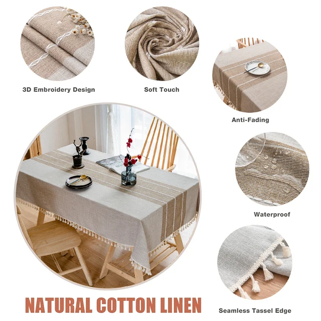 Battilo Linen Cotton Tablecloth Round Rectangular Table Cloth Waterproof Table Cover for Dining Coffee Table Kitchen Decoration 6