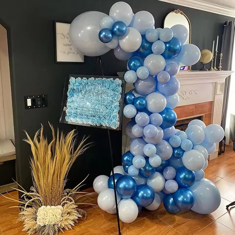 32 Stück 10 Zoll perlblaue metallische blaue Luftballons Latexballons Geburtstag, Hochzeit, Babyparty-Party-Dekorationen – Detail 5