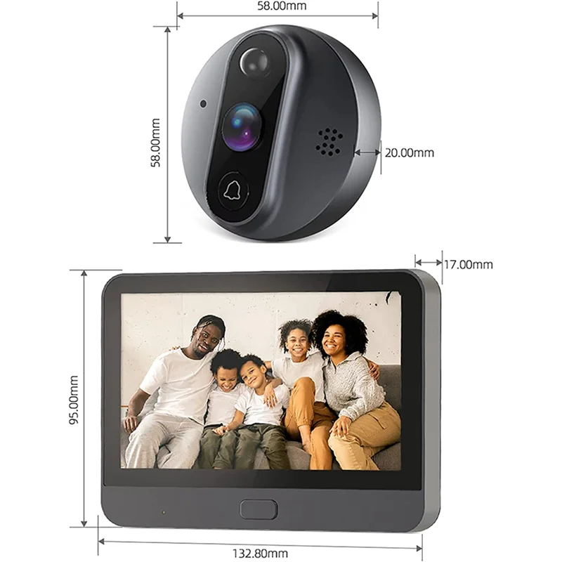 Y43A-Smart Tuya 1080P Wifi Door Bell Eye Peephole Camera 4.3Inch PIR FHD Infrared Smart Door Bell For Alexa Google