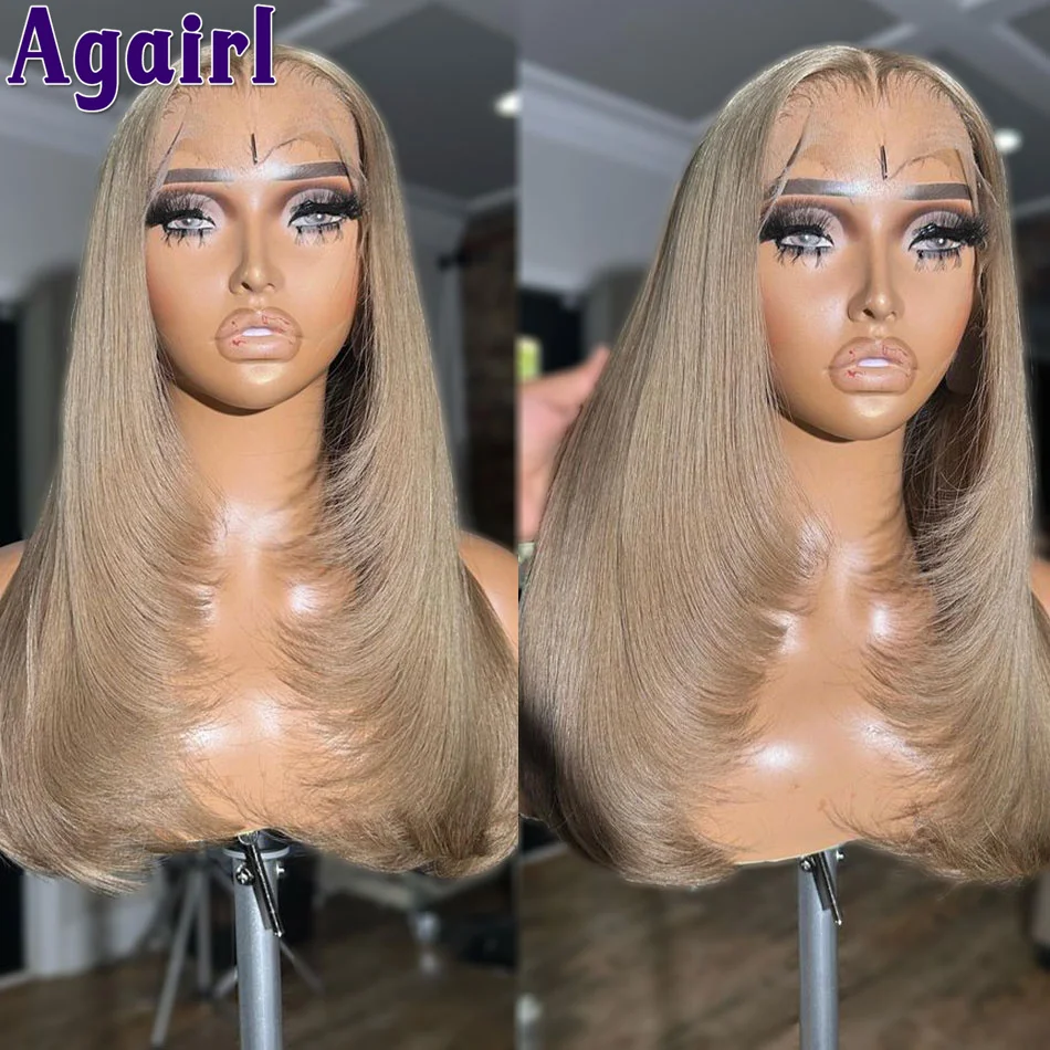 

Ash Blonde 13X6 Lace Frontal Wig Glueless Human Hair Straight Wigs 13x4 Lace Front Wig PrePlucked 6X4 Lace Closure Wig For Women