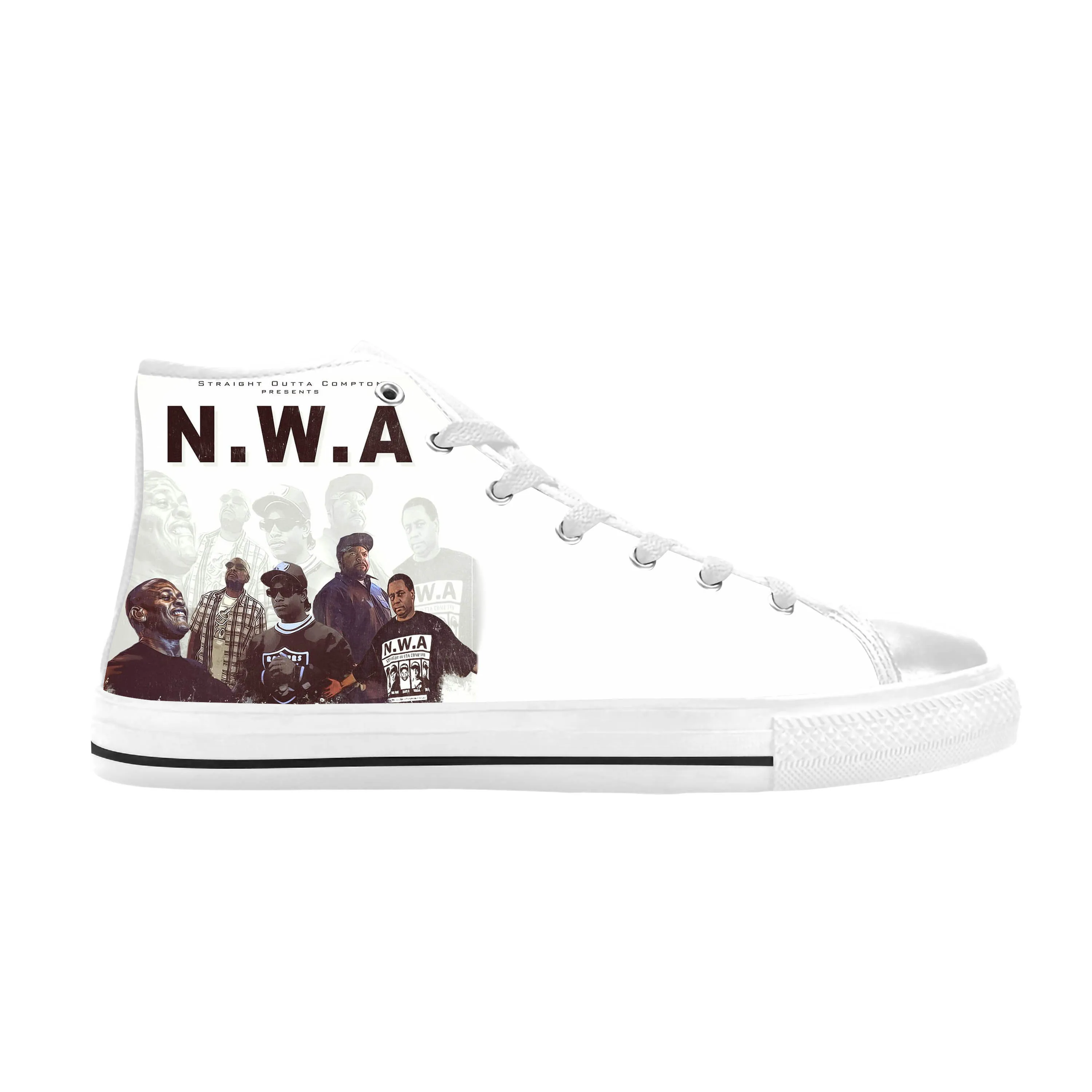 Hot Nwa Straight Outta Compton Hip Hop Rapper Rap Casual Cloth Shoes High Top Comfortable Breathable 3D Print Men Women Sneakers