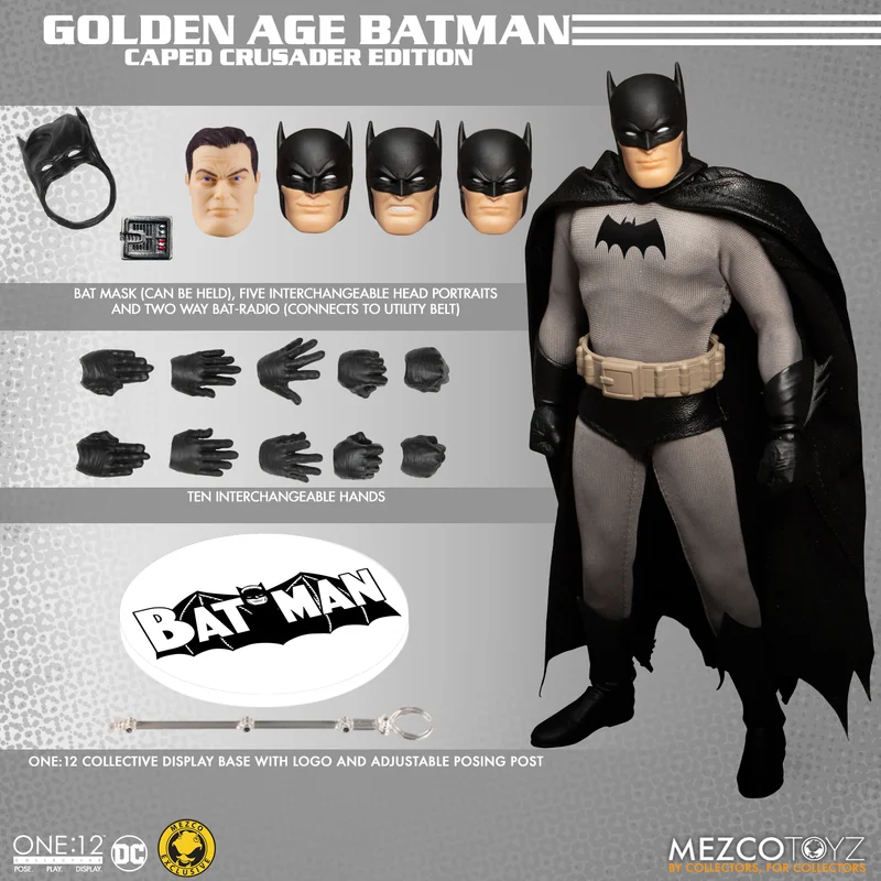 

100% Original MEZCO One:12 Collective Golden Age Batman Caped Crusader Edition Figure In Stock Action collection Model Toys