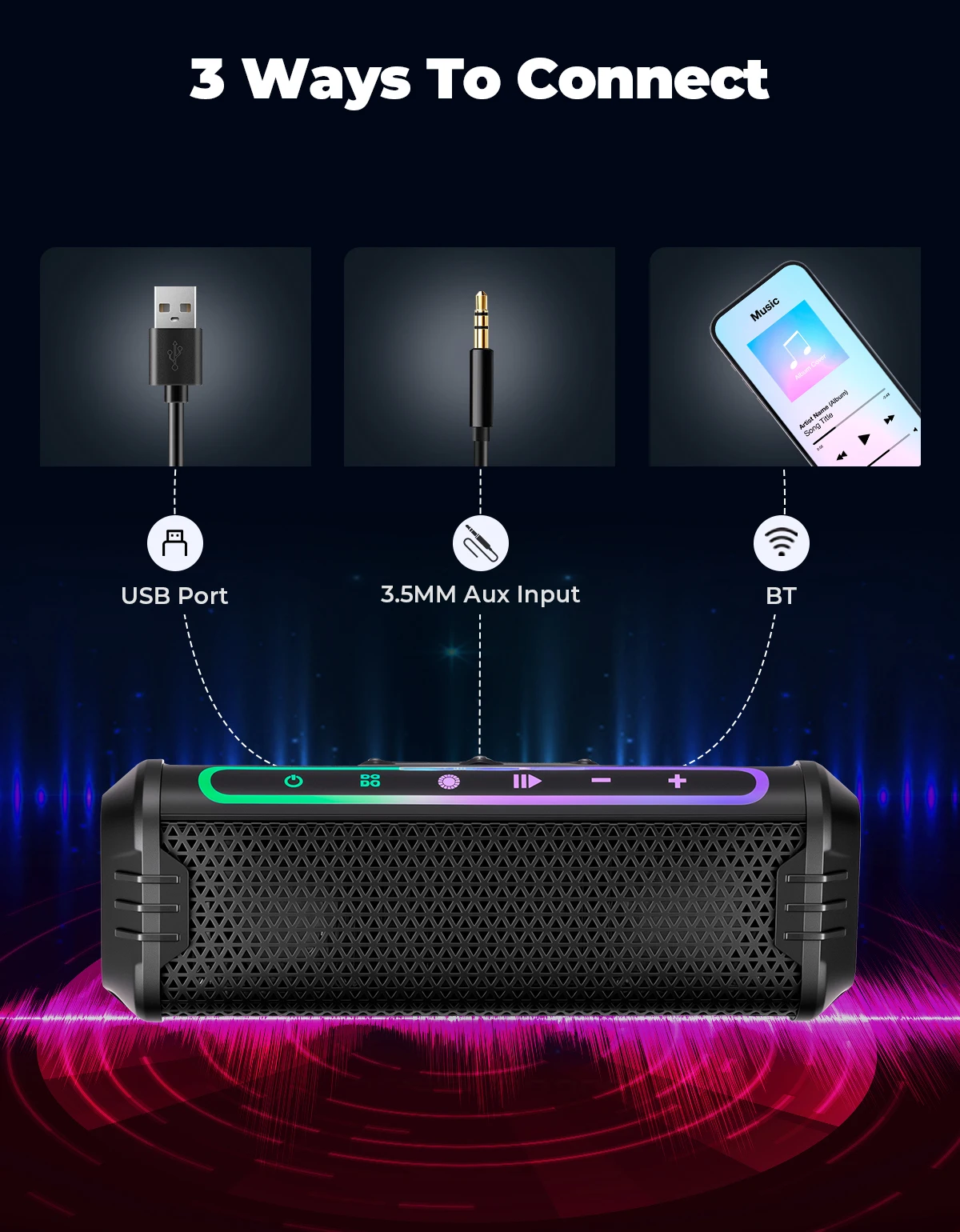 오토바이 스피커 방수 USB AUX-IN 음악 플레이어 LED 주변 조명 7/8-1.25 핸들 바 Motobike ATV UTV 액세서리