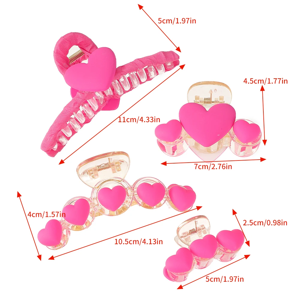 Women Festival Hair Clip Claw Love Heart Elegant Ponytail Crab Shark Hairpin Girls Hair Accessories Fashion Hair Claw Crab