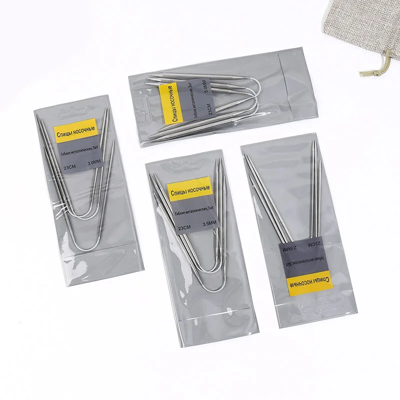 Knitting Needles 3pcs Stainless Steel Cable Circular Set DIY Weave For Baby Doll Sweater Socks Accessories