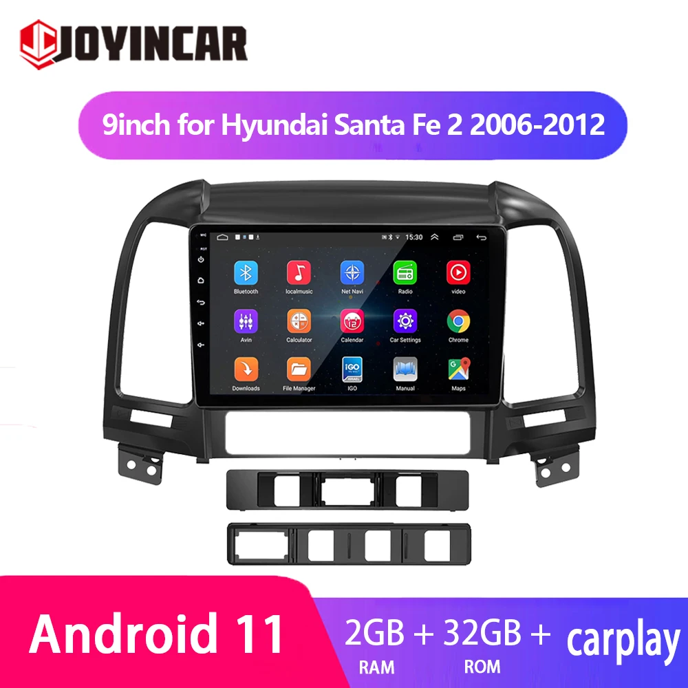 

2 Din Carplay Android Car Radio Multimedia Player For Hyundai Santa Fe 2 2006 - 2012 9'' WIFI Stereo Autoradio GPS Navigation HD