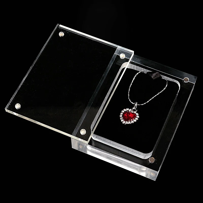 Acrylic Glass Top Gem Box Gemstone Diamond Display Stand Holder Storage Organizer Case jewelry display rack jewelry storage rack