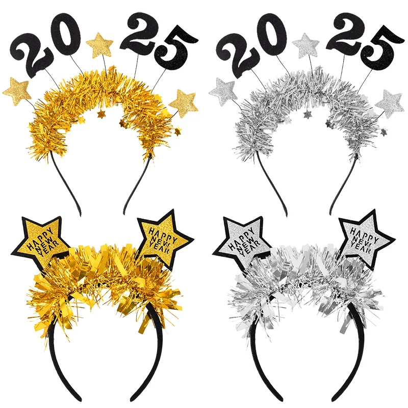 Hair Headband Happy New Year Headband Christmas Photo Props Glasses Frame Xmas Party Decoration Supplies Children Adult Headwear Gifts