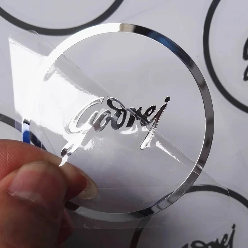 Transfer Sticker 3D rose gold transfer sticker silver metal crystal label self-adhesive brand personalized DTF print UV foil relief