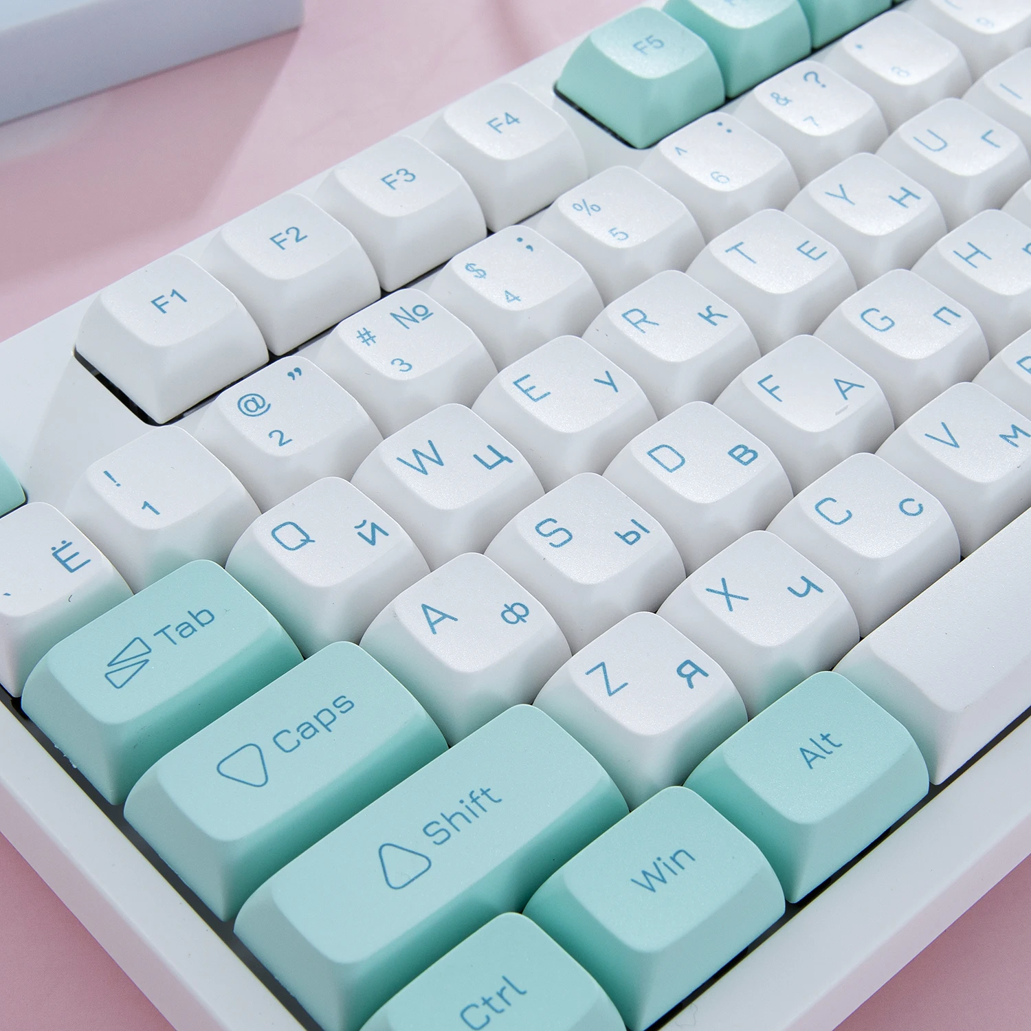 Maimooo-pbt Dye-sub Keycaps Teclado Mecânico Personalizar Key Cap Ice Crystal Mint Gelo Mint Inglês Russo Xda Layout Faça Você Mesmo 135 Chaves