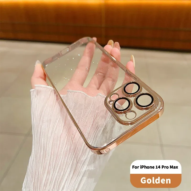 Luxury Electroplated Glitter Phone Case - Clear Transparent Shockproof Protective Cover