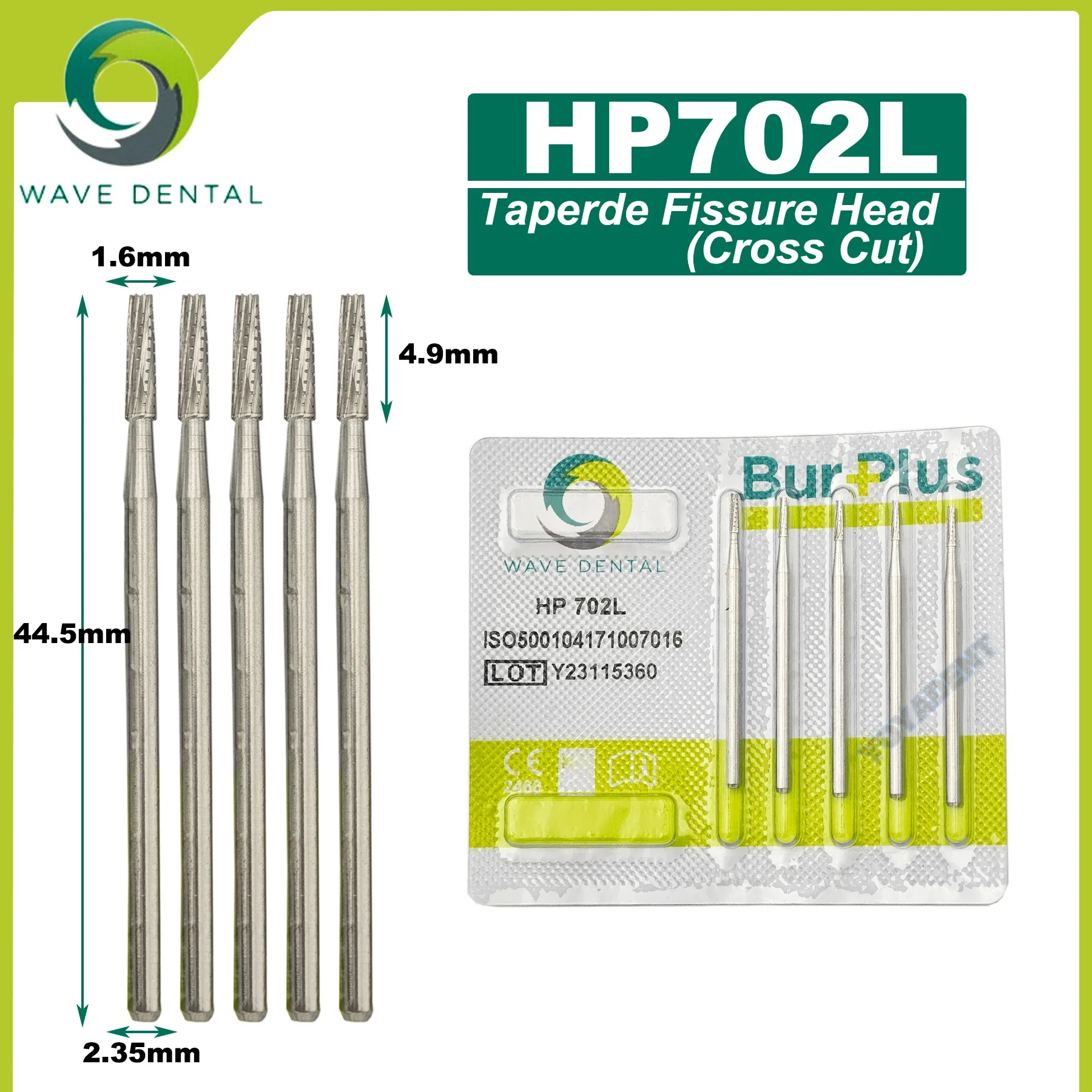 WAVE Tungsten Carbide Burs Drills Straight Nose Cone Low Speed Bur HP 5Pcs/Pack 6