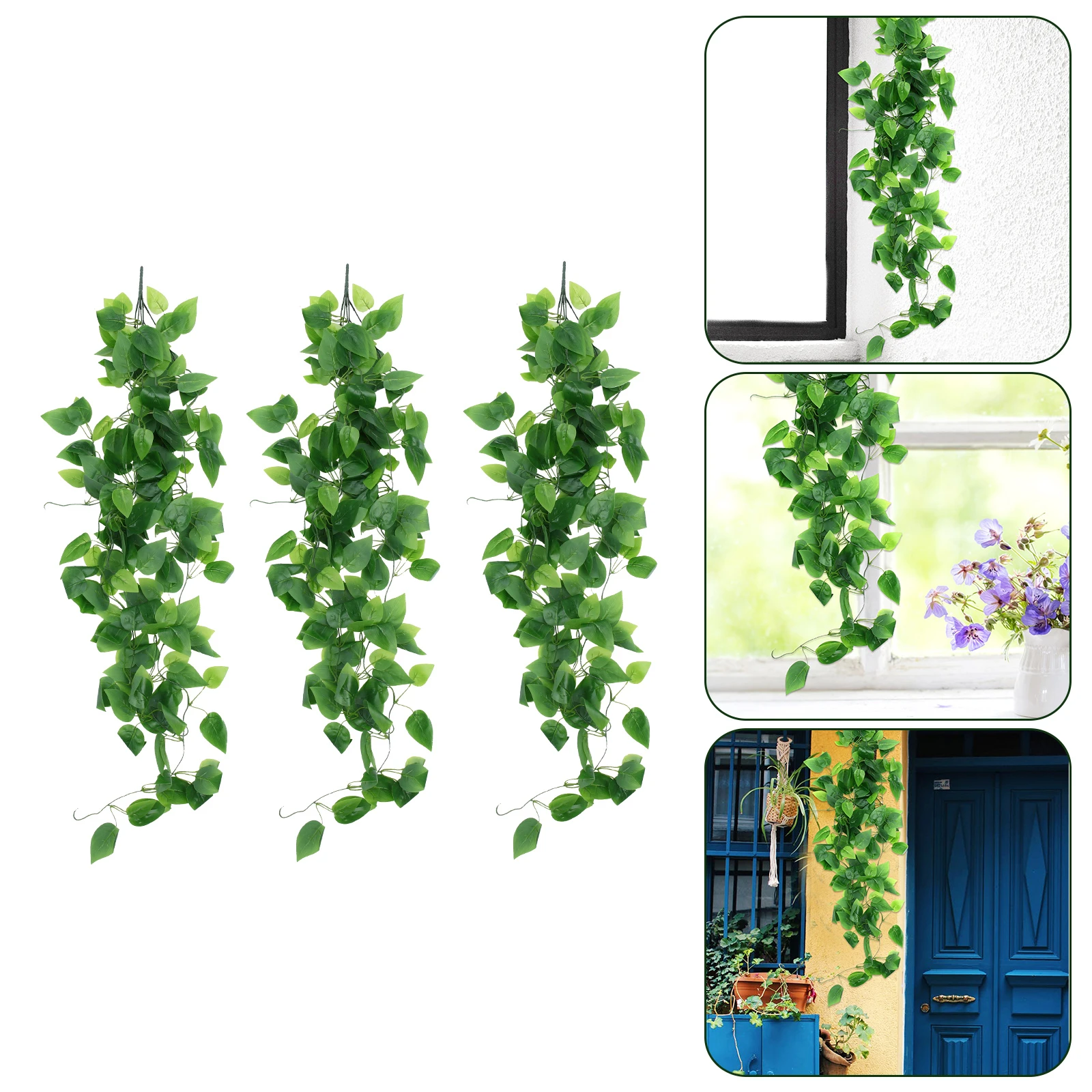 Plantas decorativas de 3 piezas, adorno de pared interior de hojas verdes de simulación| | - AliExpress