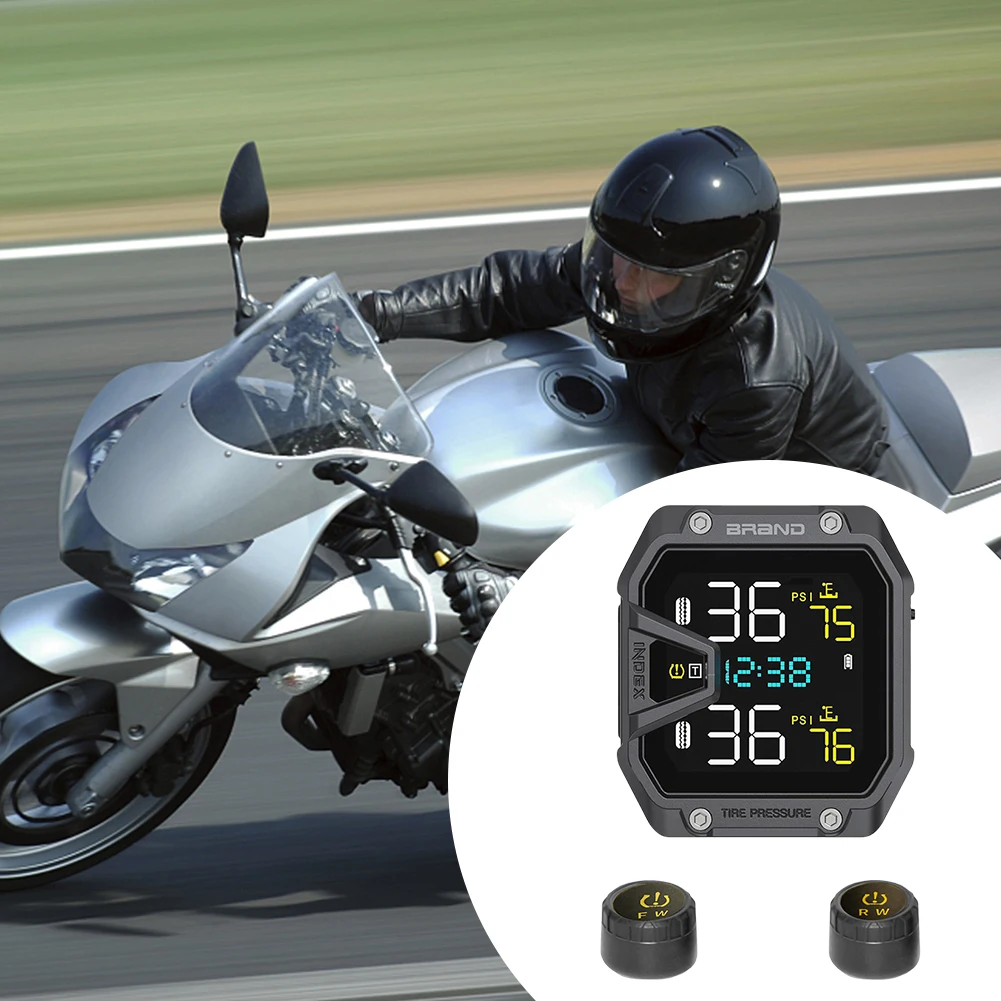 Motorcycle TPMS Tire Pressure Monitoring System with 2 Sensors Motorbike Tyre Pressure Temperature Alarm Accessories