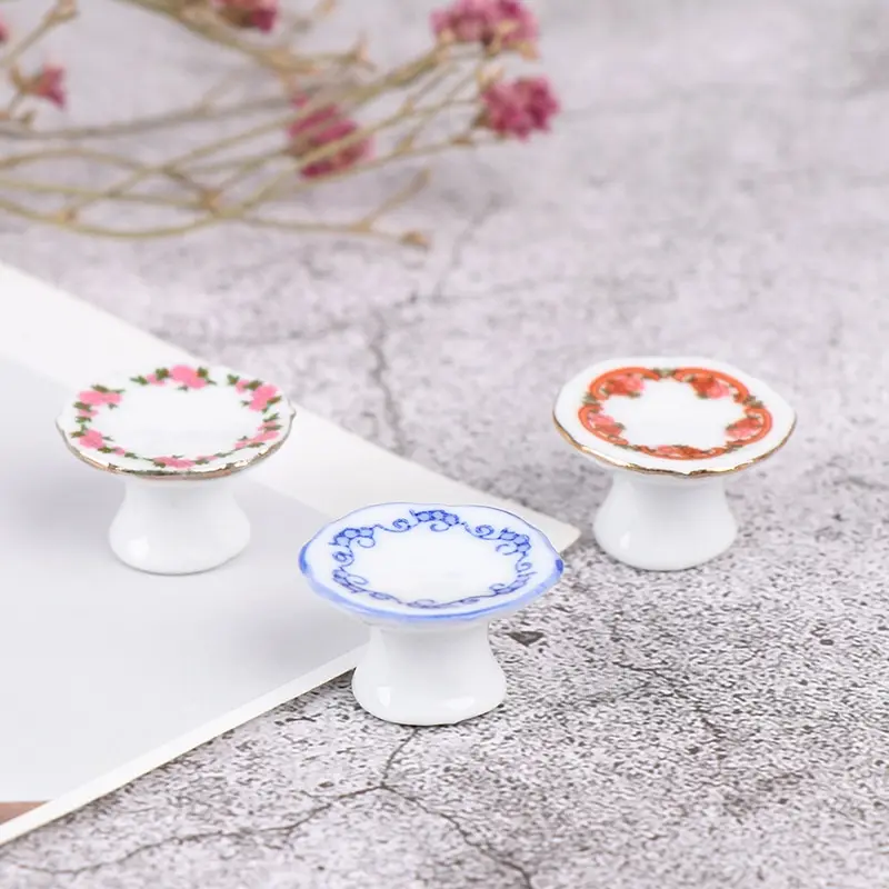 1Pcs 1:12 Dollhouse Miniature Porcelain Fruit Plate Dolls Kitchen Accessories for Dollhouse Decals