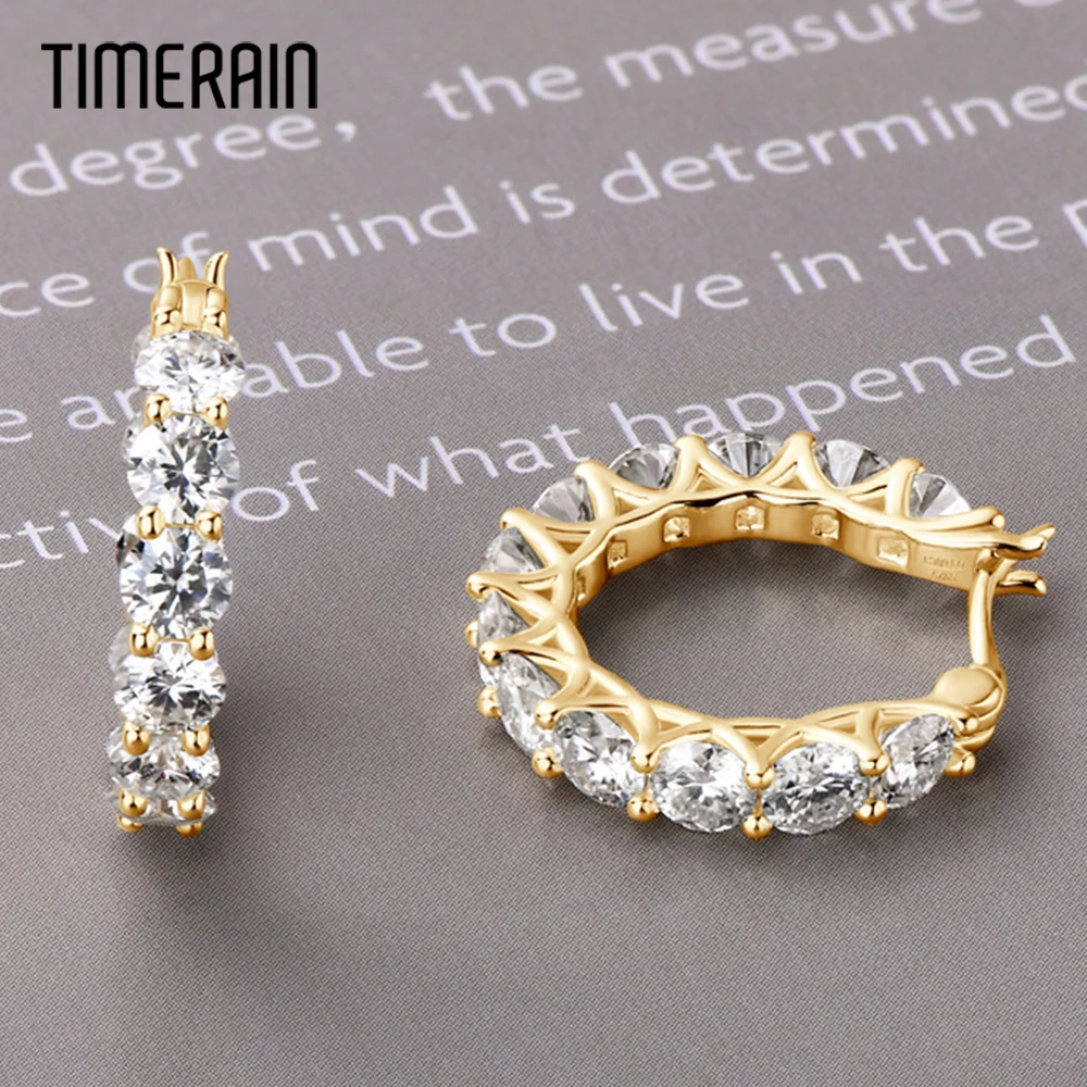 

Hoops 4mm Full Moissanite Earrings for Women Original Certified 925 Silver 3.6ct Diamond Earring Plated 18K Gold Luxury Jewelry